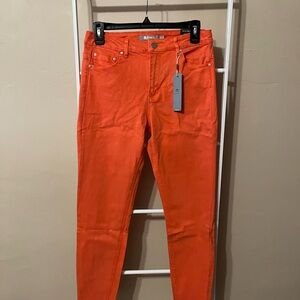 Tractr Bright Orange ‘Mona’ High Waist Cropped Women’s Denim 6/28